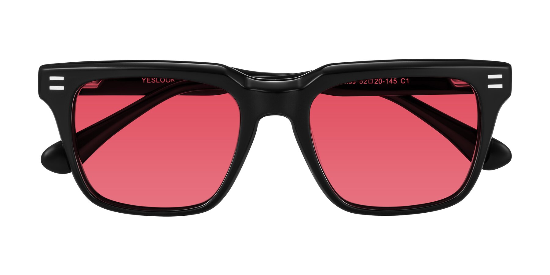 Folded Front of Bliss in Black with Red Tinted Lenses