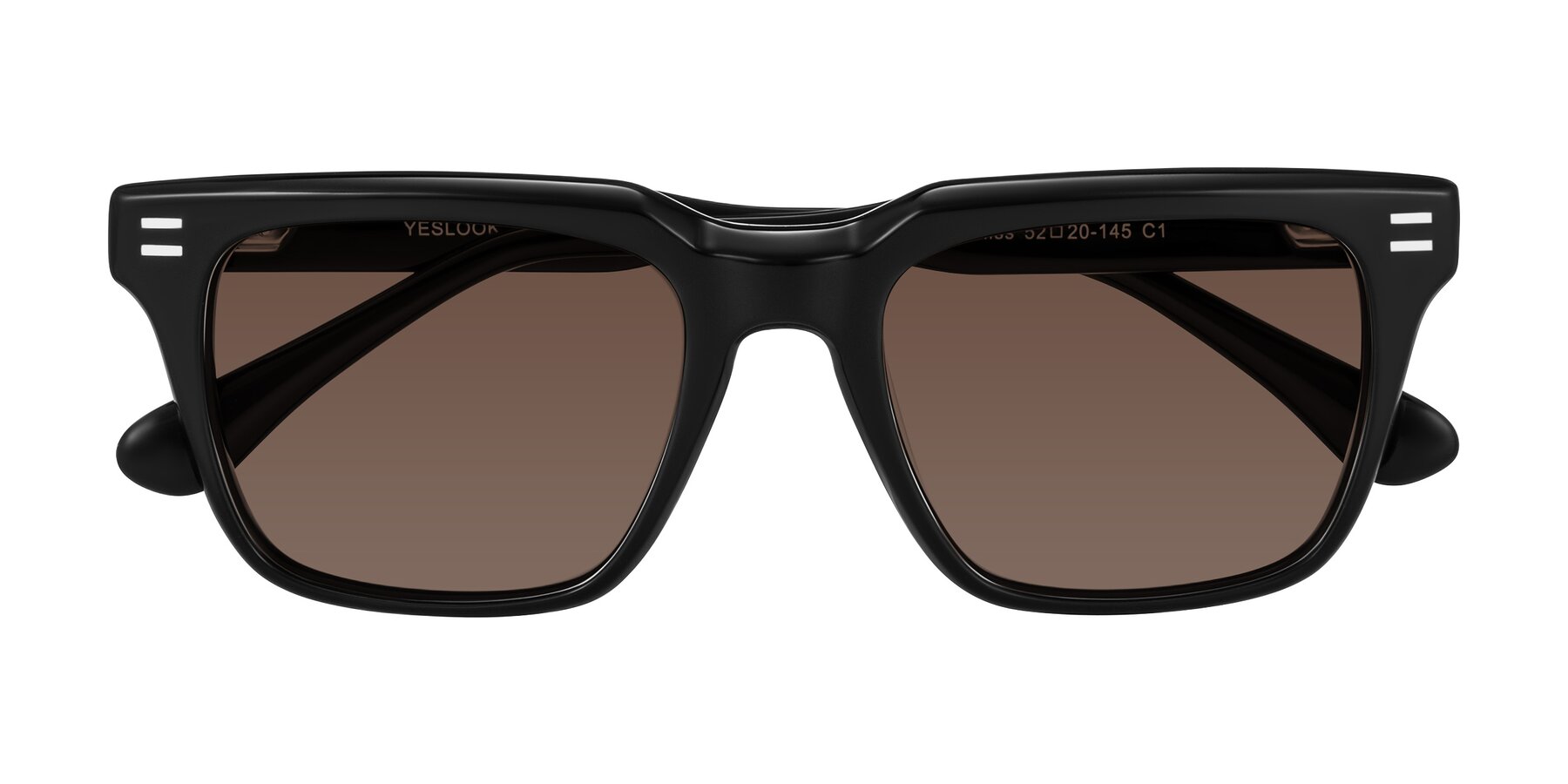 Folded Front of Bliss in Black with Brown Tinted Lenses
