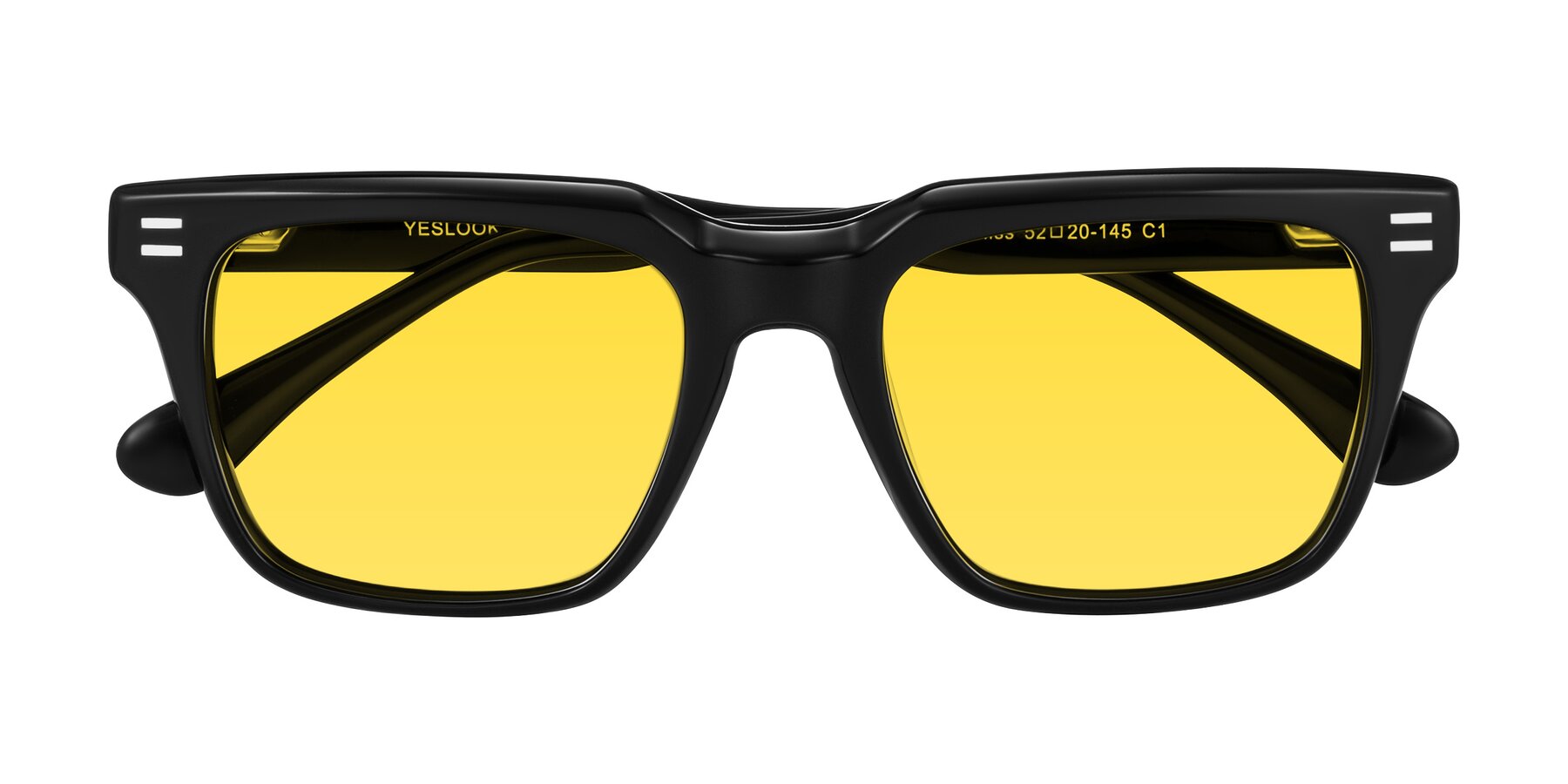 Folded Front of Bliss in Black with Yellow Tinted Lenses