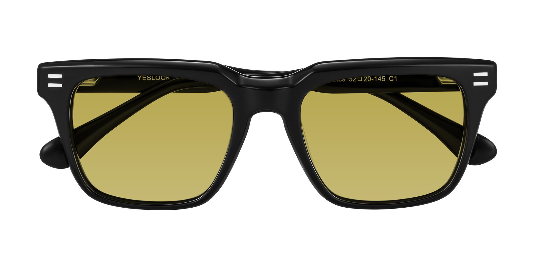 Folded Front of Bliss in Black with Champagne Tinted Lenses