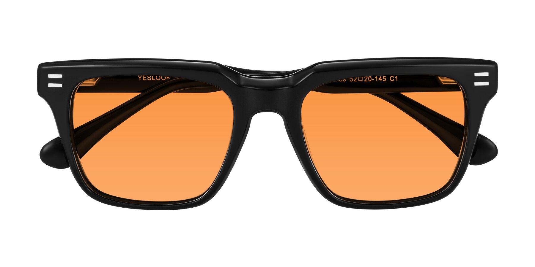 Folded Front of Bliss in Black with Orange Tinted Lenses