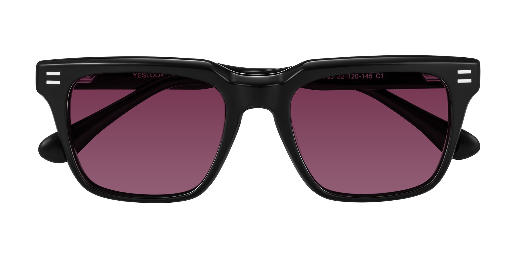 Folded Front of Bliss in Black with Wine Tinted Lenses