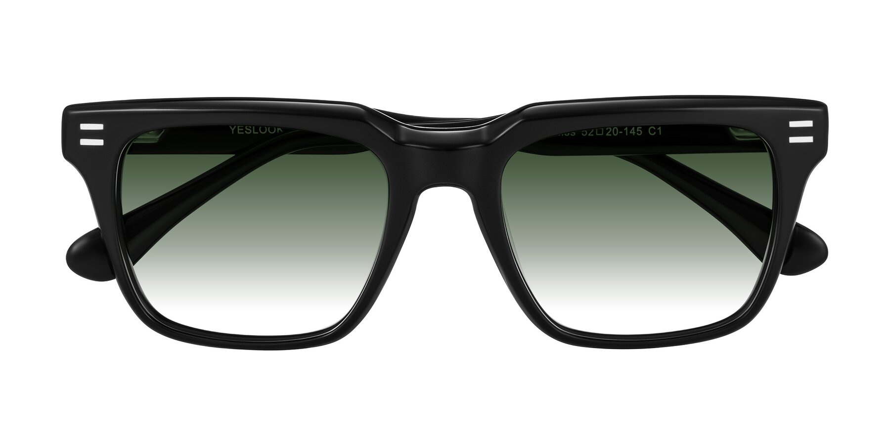 Folded Front of Bliss in Black with Green Gradient Lenses