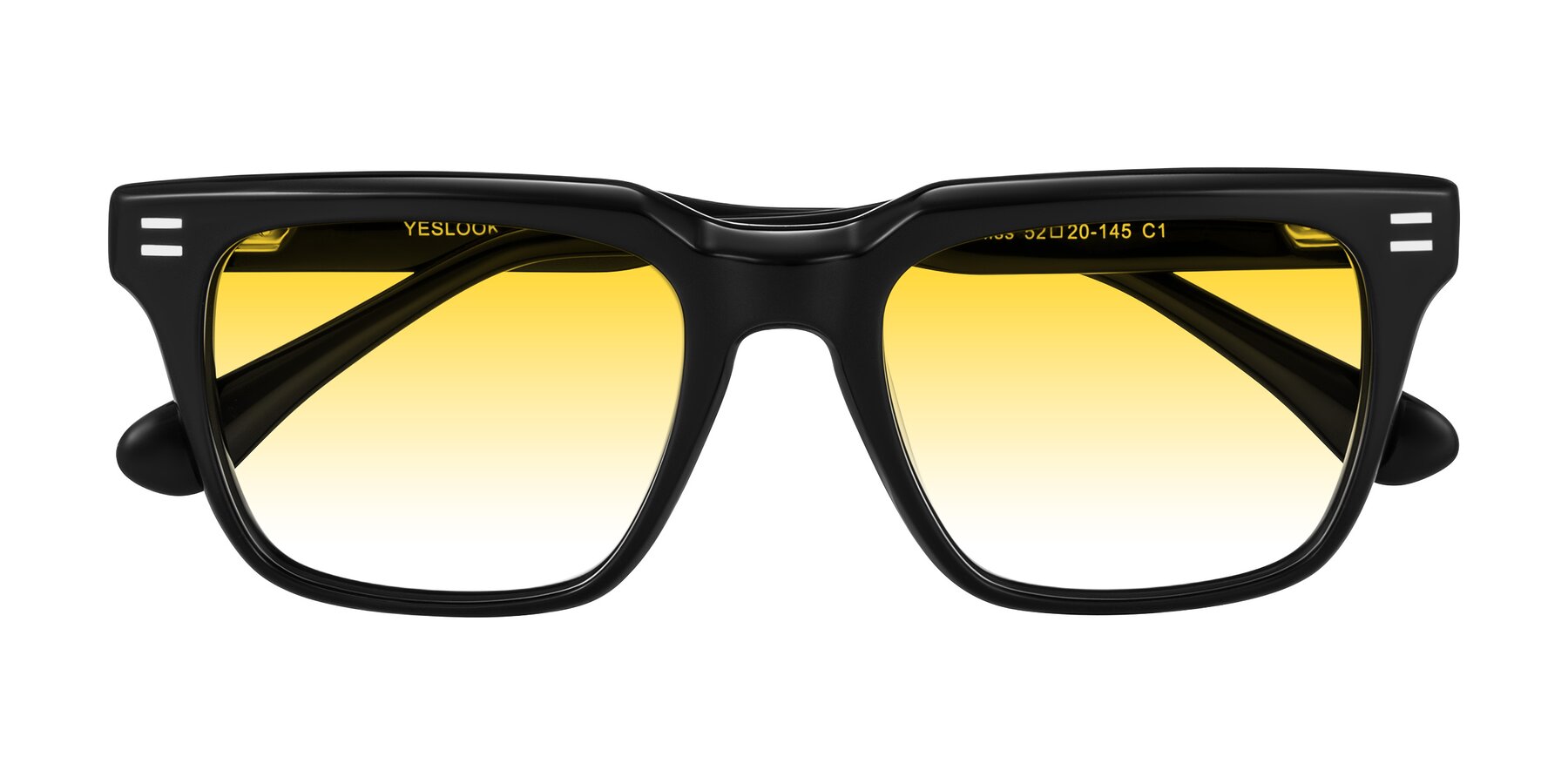 Folded Front of Bliss in Black with Yellow Gradient Lenses