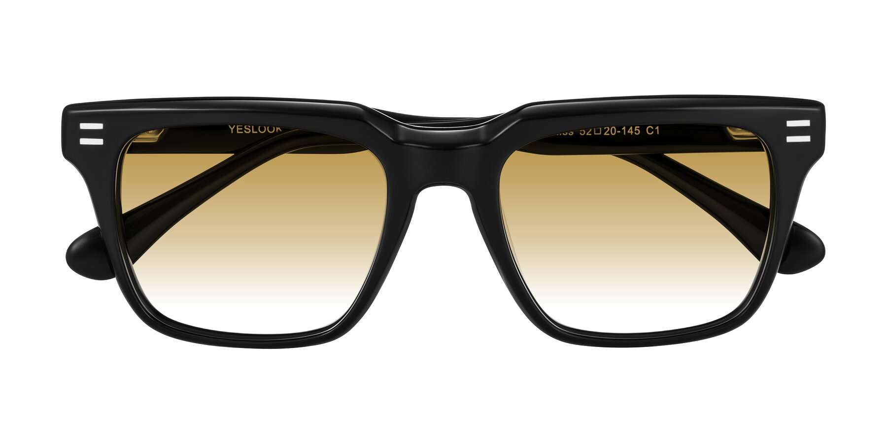 Folded Front of Bliss in Black with Champagne Gradient Lenses