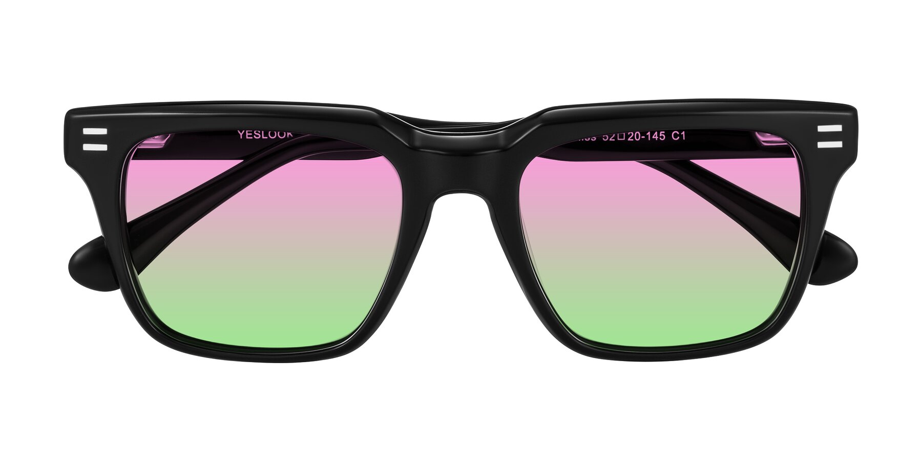 Folded Front of Bliss in Black with Pink / Green Gradient Lenses