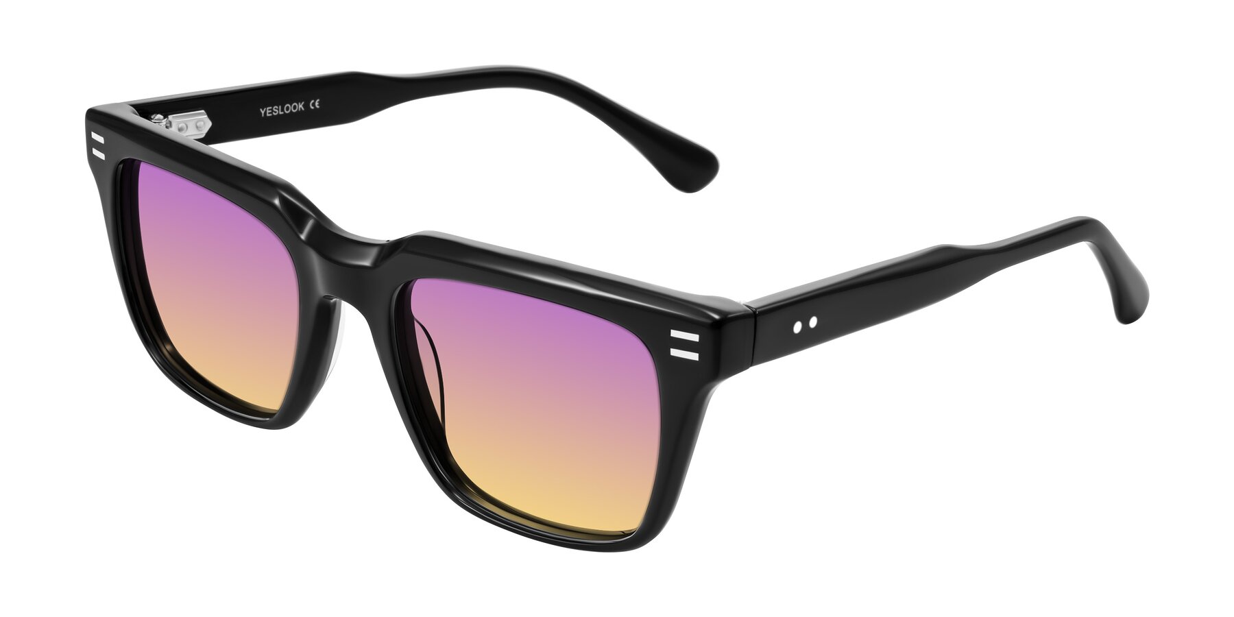 Angle of Bliss in Black with Purple / Yellow Gradient Lenses
