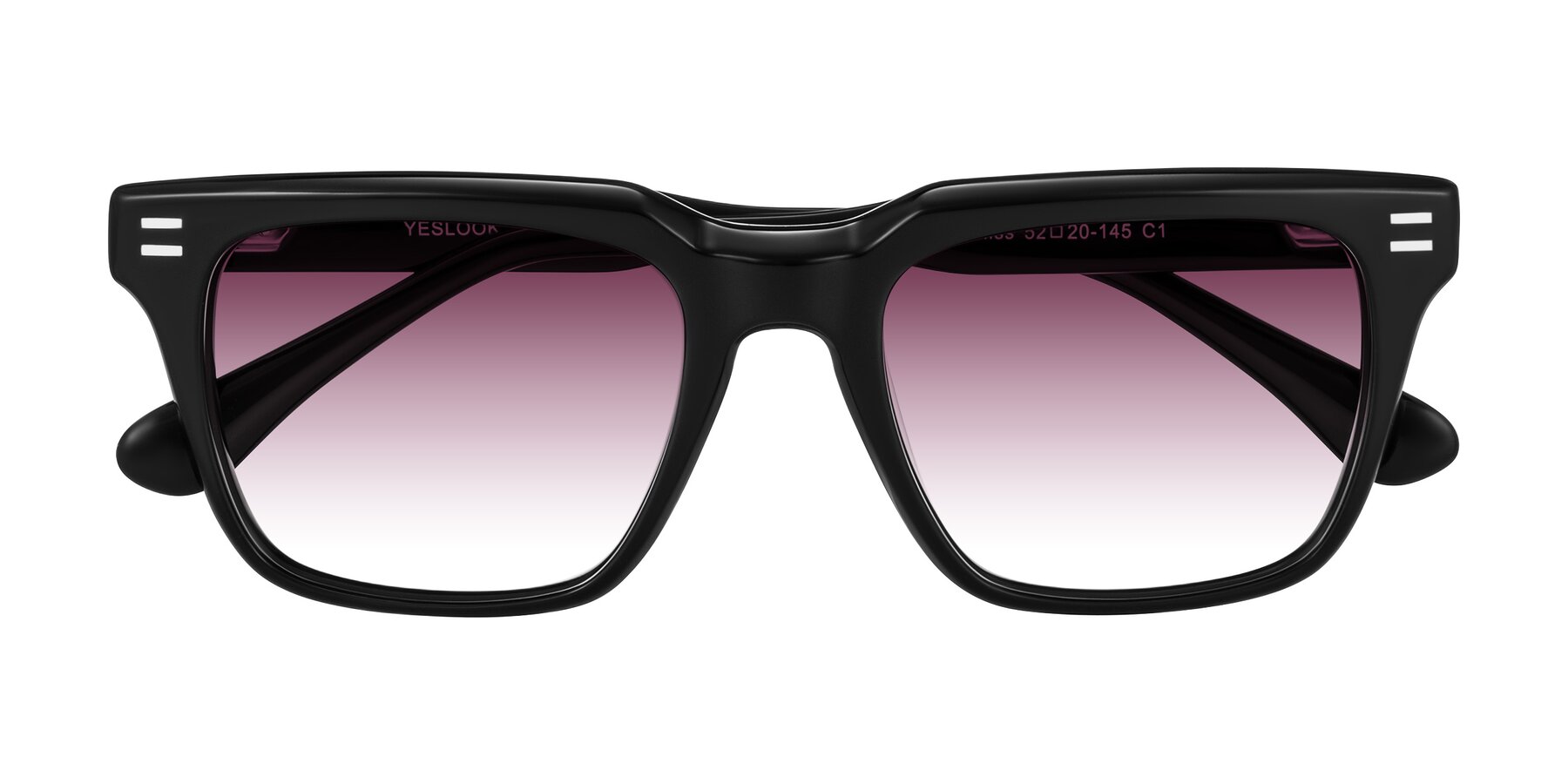 Folded Front of Bliss in Black with Wine Gradient Lenses