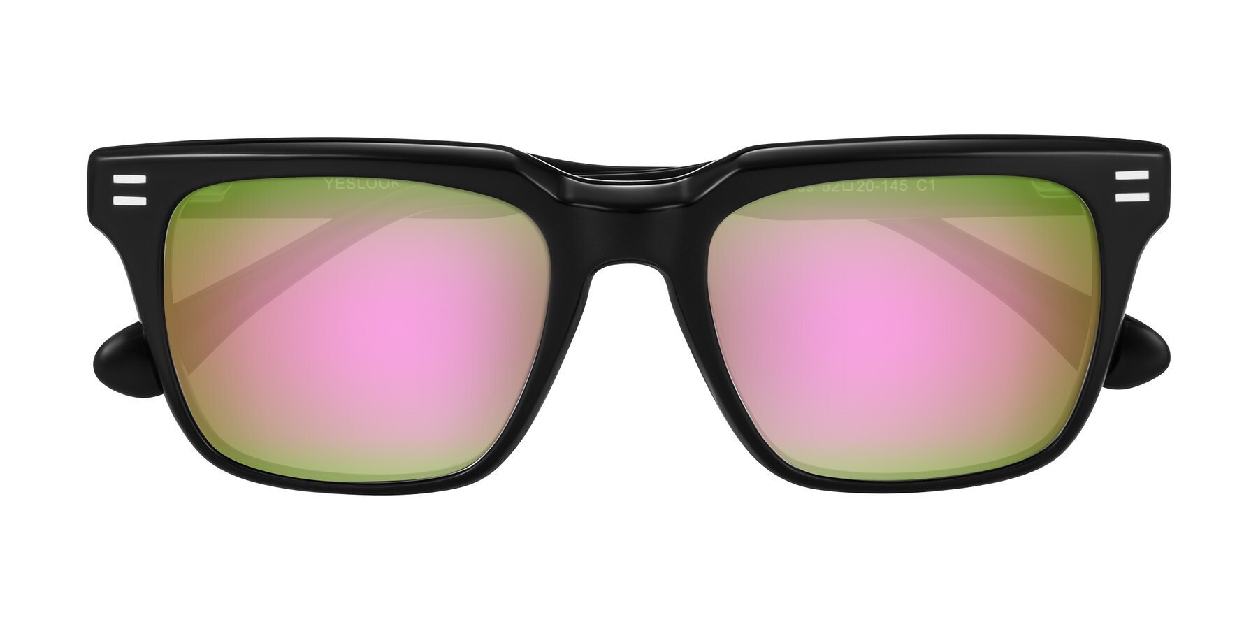 Folded Front of Bliss in Black with Pink Mirrored Lenses