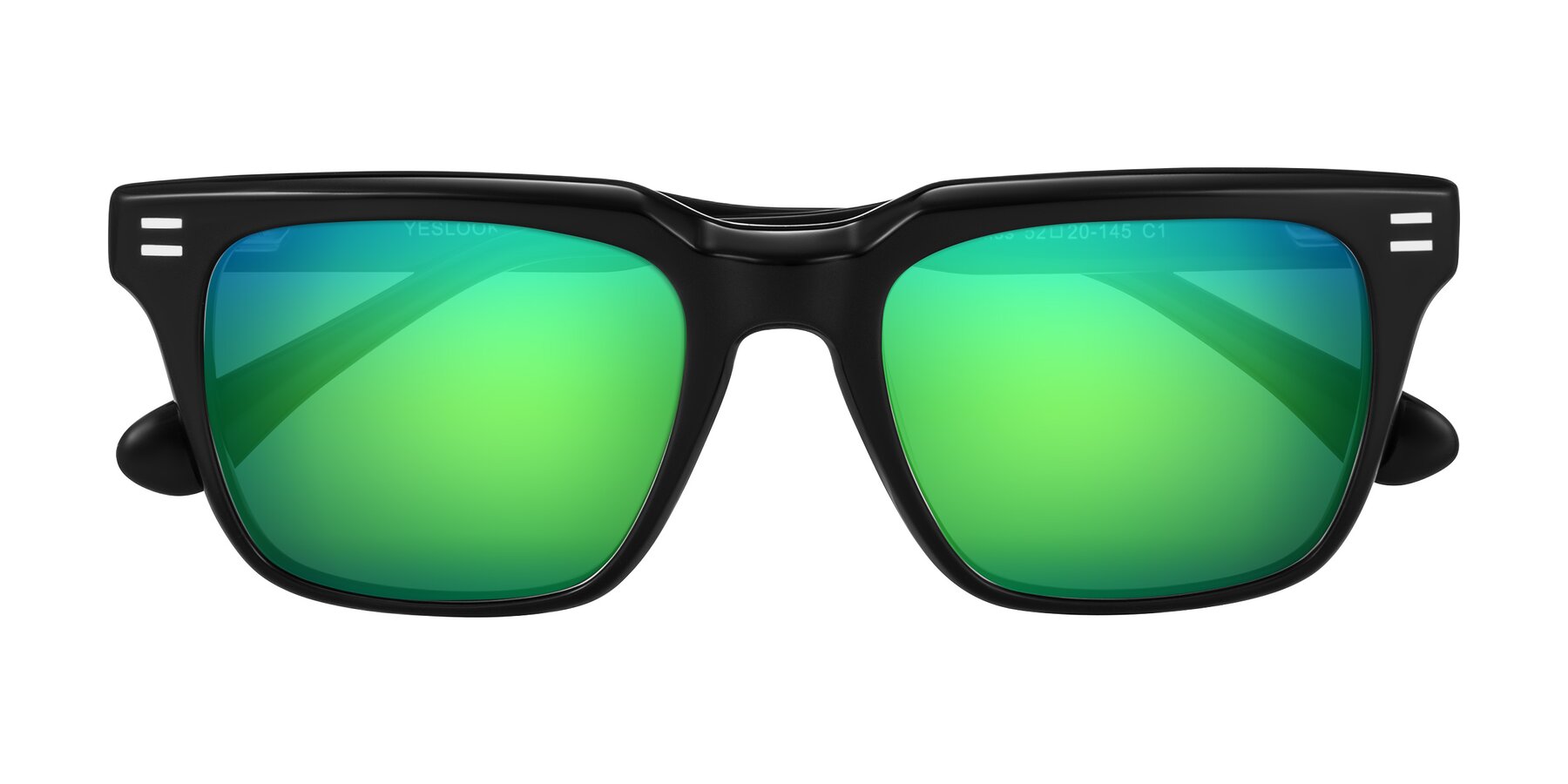 Folded Front of Bliss in Black with Green Mirrored Lenses