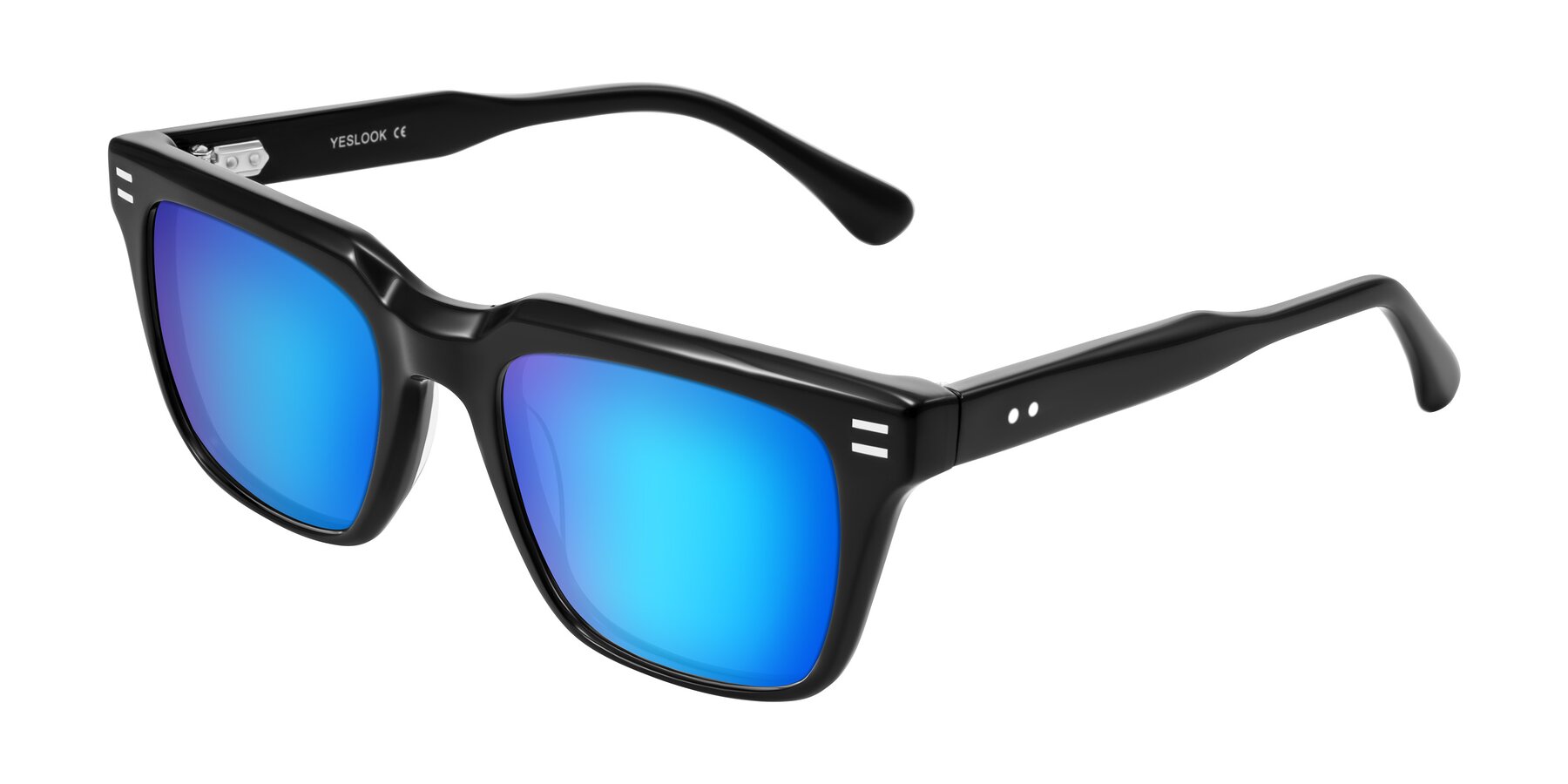 Angle of Bliss in Black with Blue Mirrored Lenses