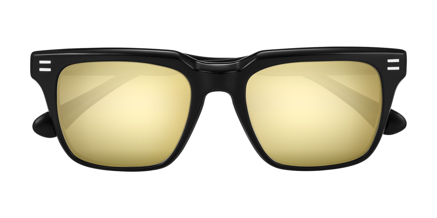 Folded Front of Bliss in Black with Gold Mirrored Lenses