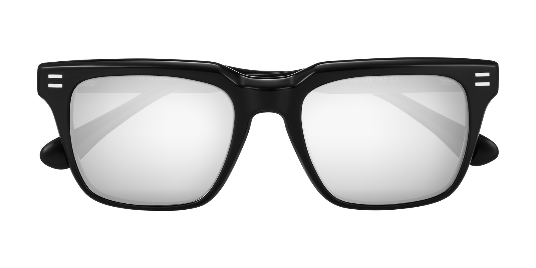 Folded Front of Bliss in Black with Silver Mirrored Lenses