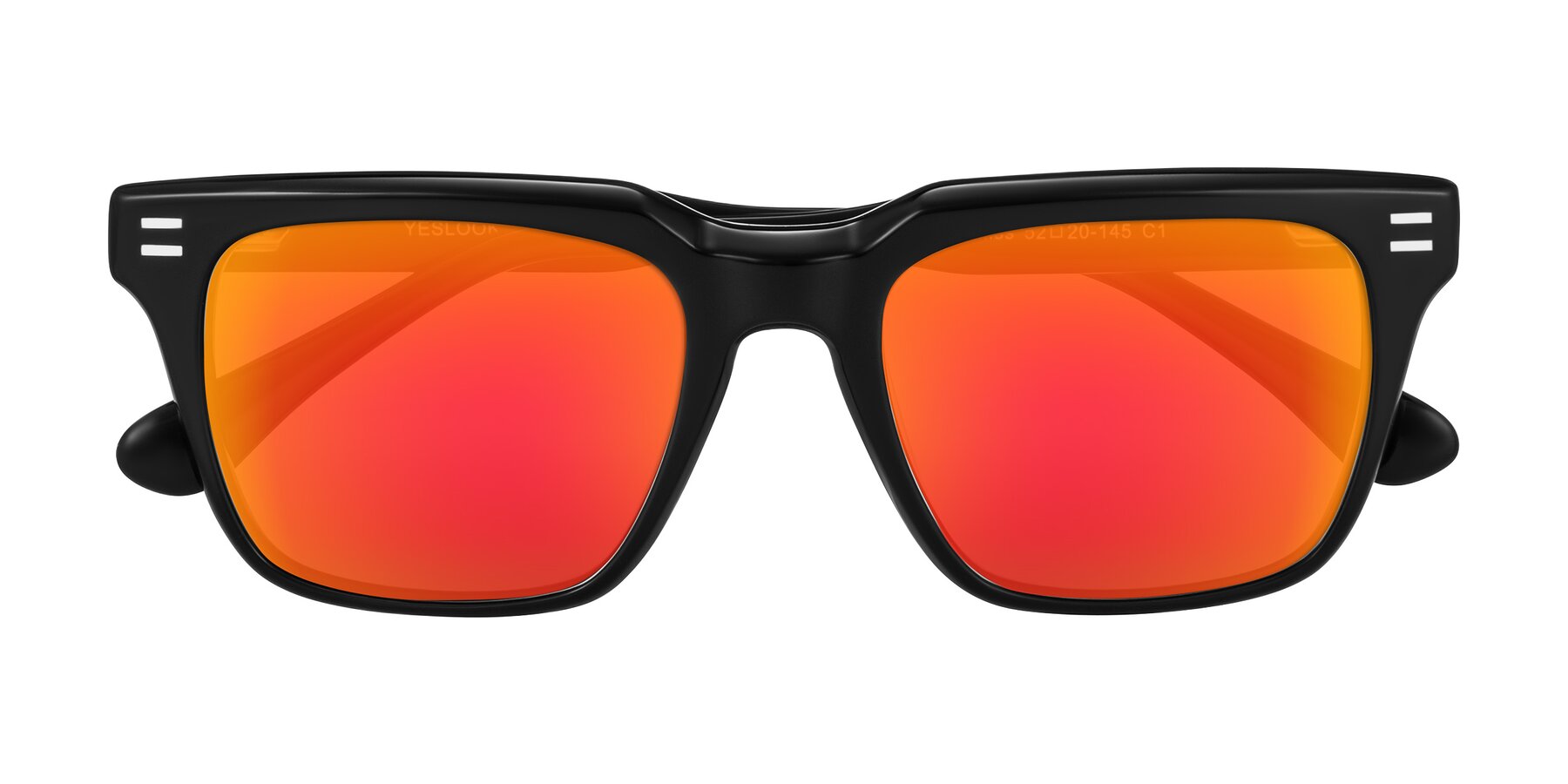 Folded Front of Bliss in Black with Red Gold Mirrored Lenses