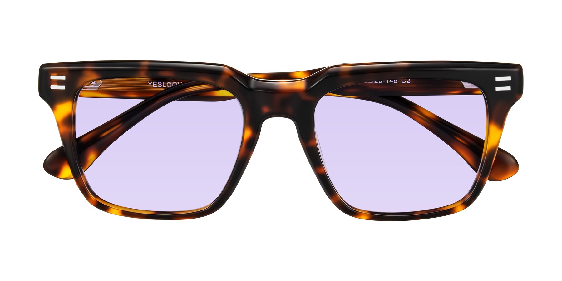 Folded Front of Bliss in Tortoise with Light Purple Tinted Lenses