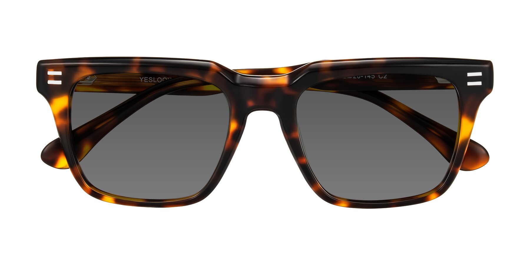 Folded Front of Bliss in Tortoise with Medium Gray Tinted Lenses