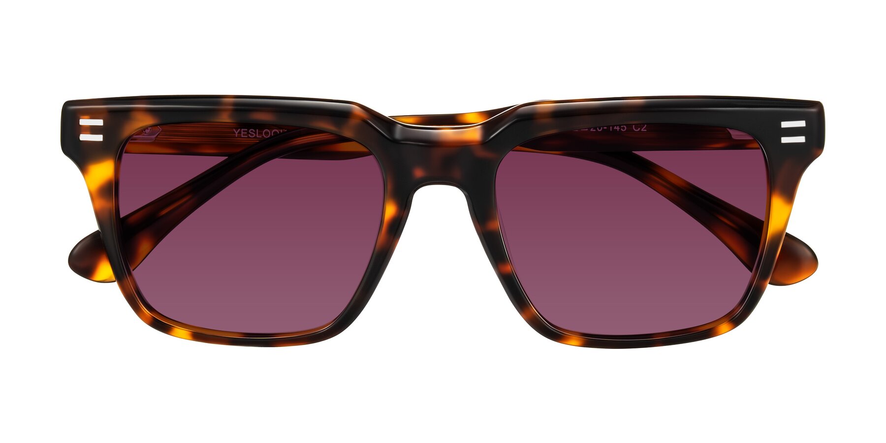Folded Front of Bliss in Tortoise with Wine Tinted Lenses