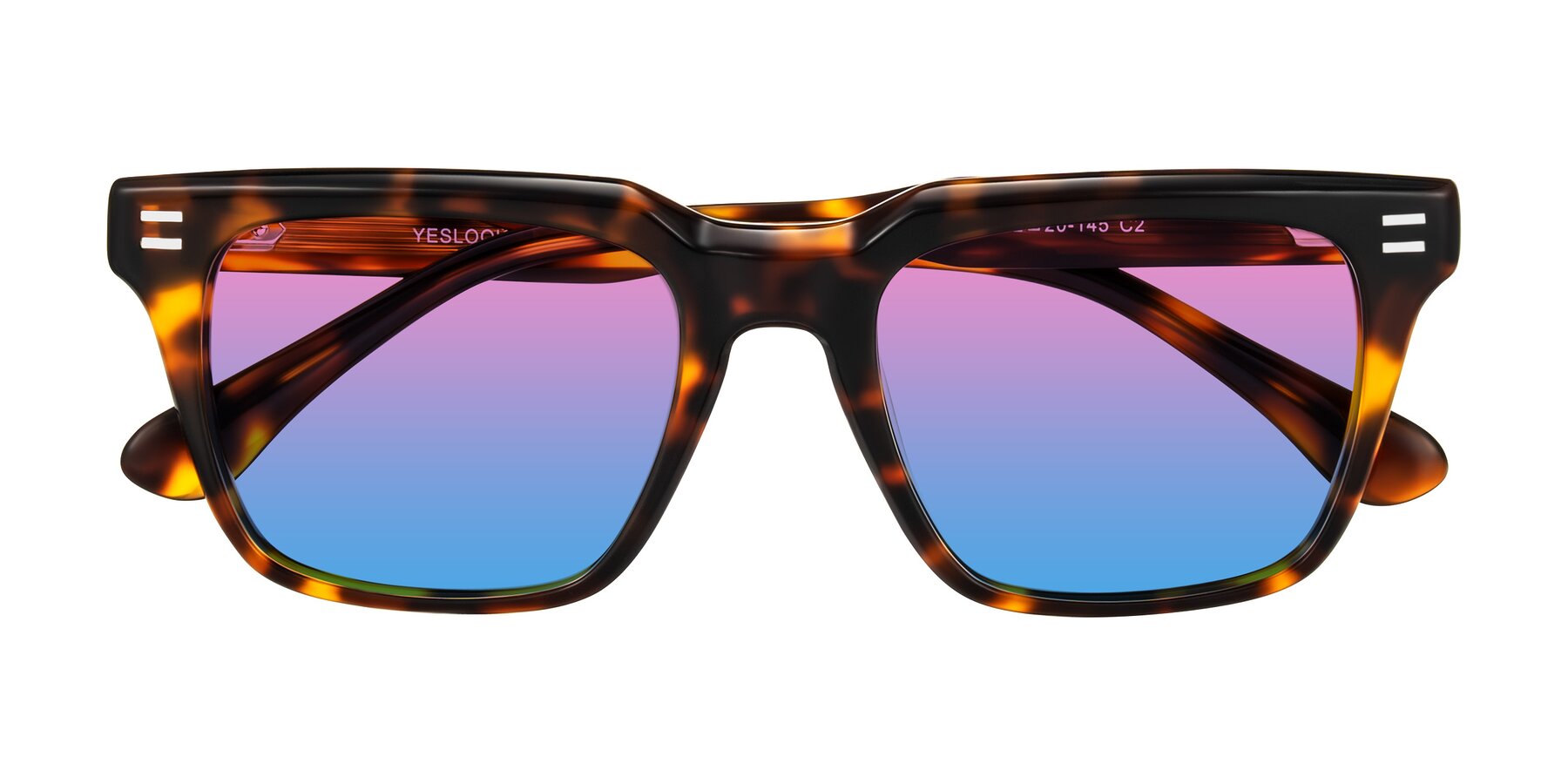 Folded Front of Bliss in Tortoise with Pink / Blue Gradient Lenses