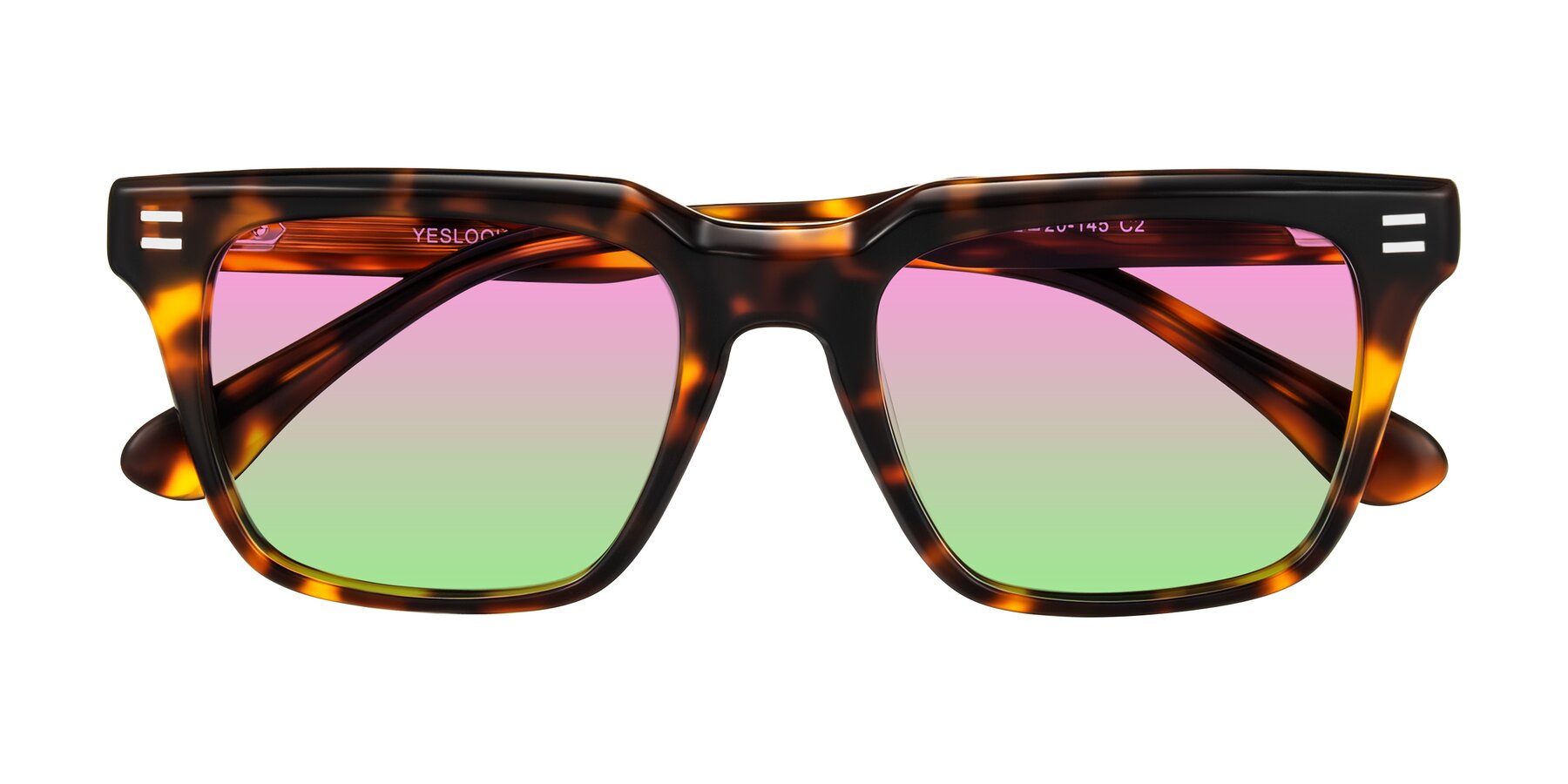 Folded Front of Bliss in Tortoise with Pink / Green Gradient Lenses