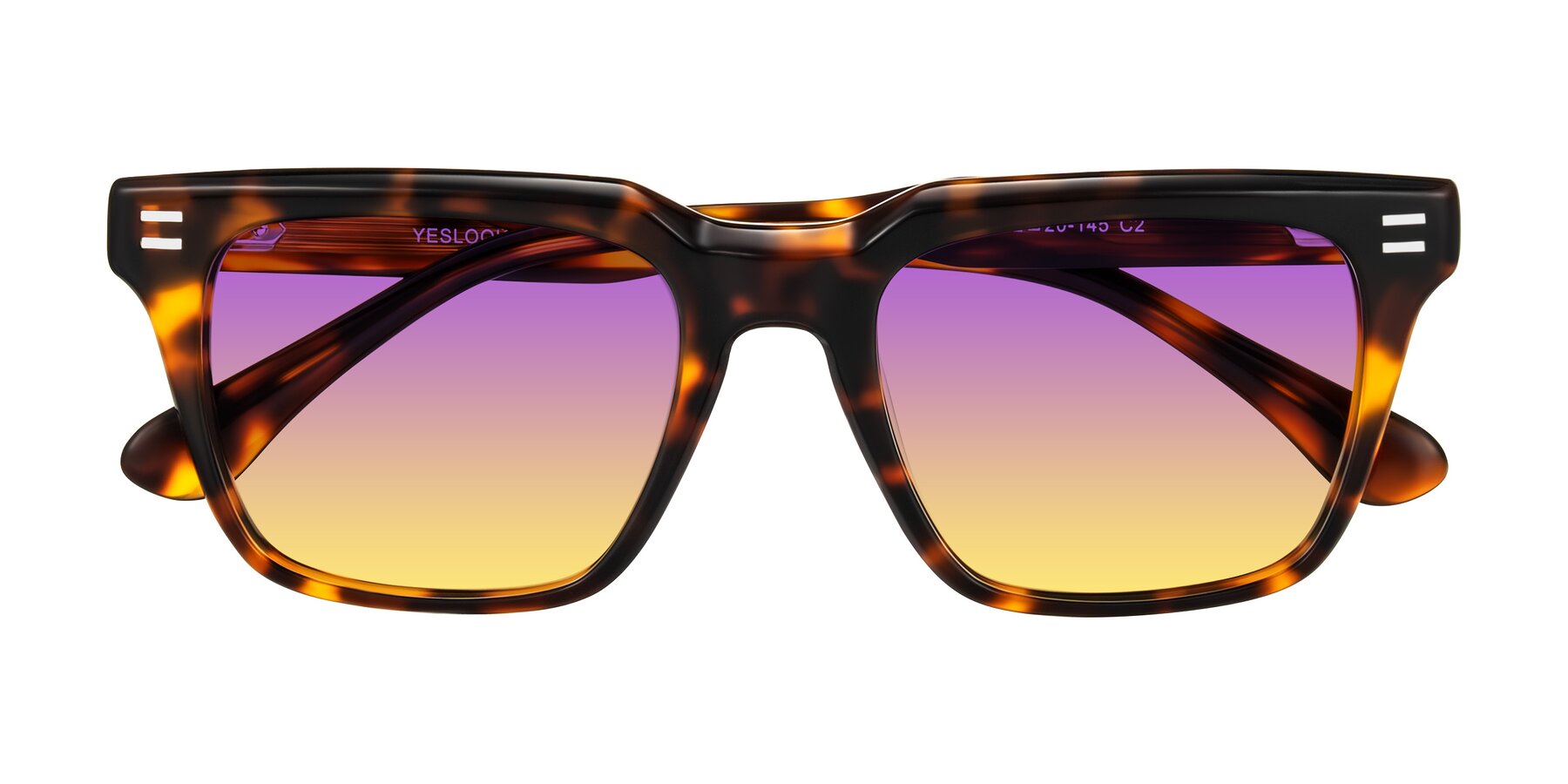 Folded Front of Bliss in Tortoise with Purple / Yellow Gradient Lenses
