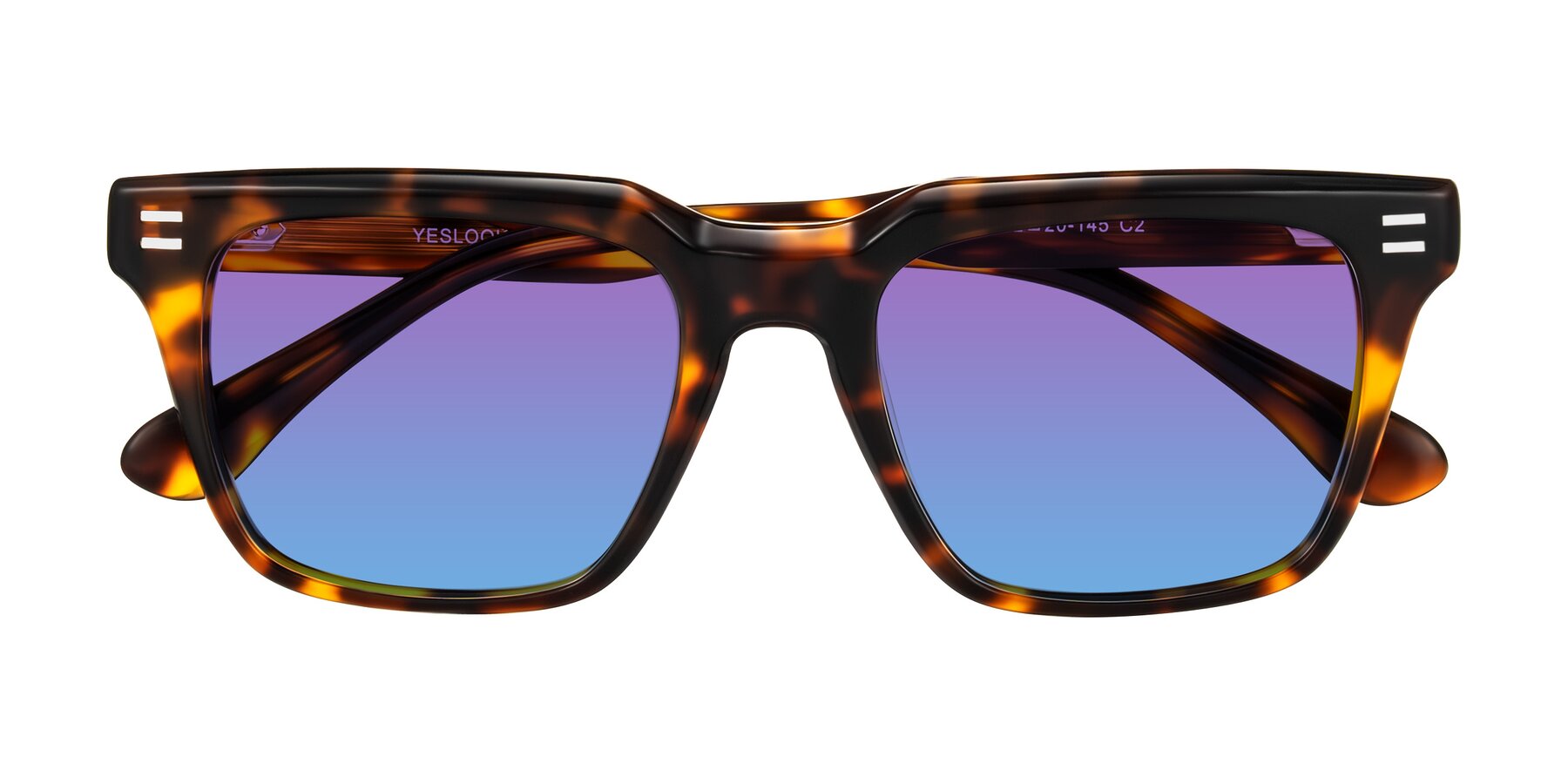 Folded Front of Bliss in Tortoise with Purple / Blue Gradient Lenses