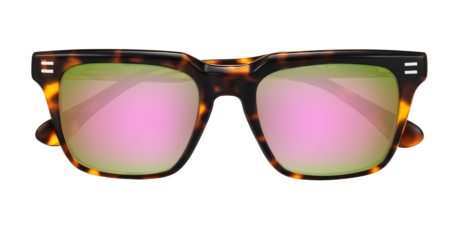 Folded Front of Bliss in Tortoise with Pink Mirrored Lenses
