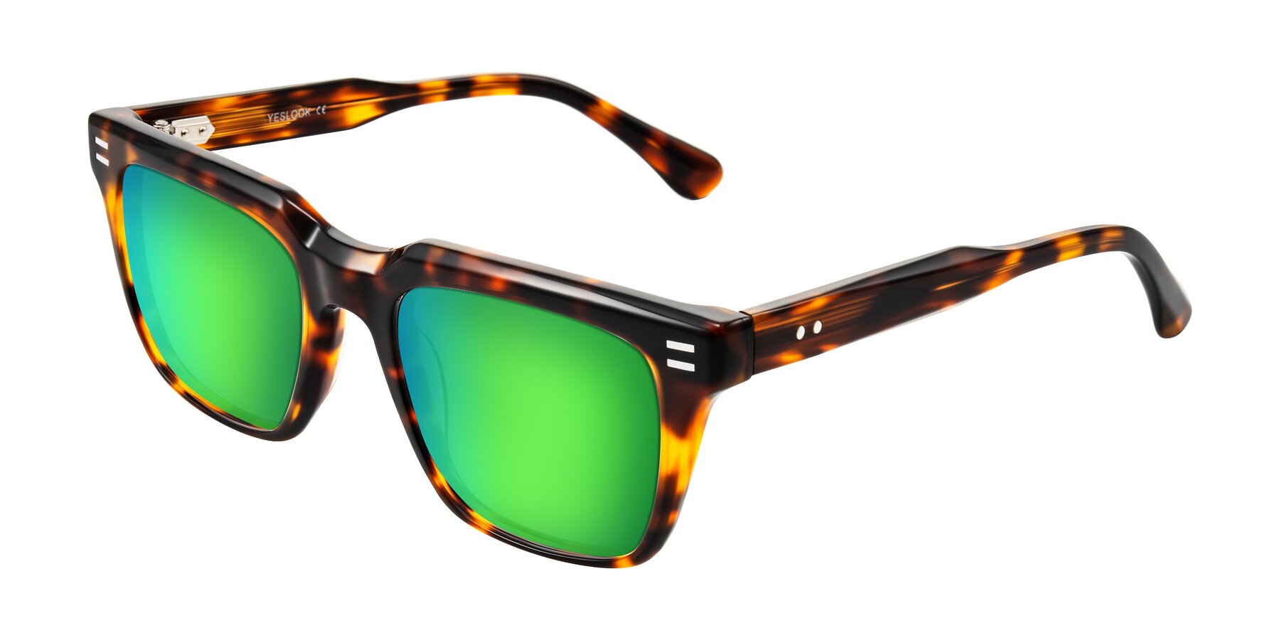 Angle of Bliss in Tortoise with Green Mirrored Lenses
