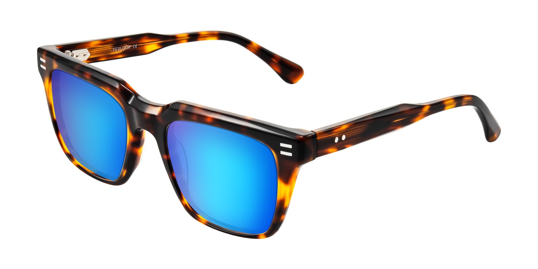 Angle of Bliss in Tortoise with Blue Mirrored Lenses