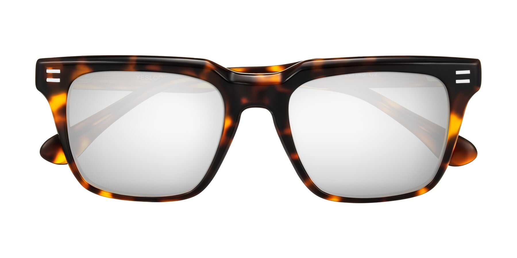 Folded Front of Bliss in Tortoise with Silver Mirrored Lenses