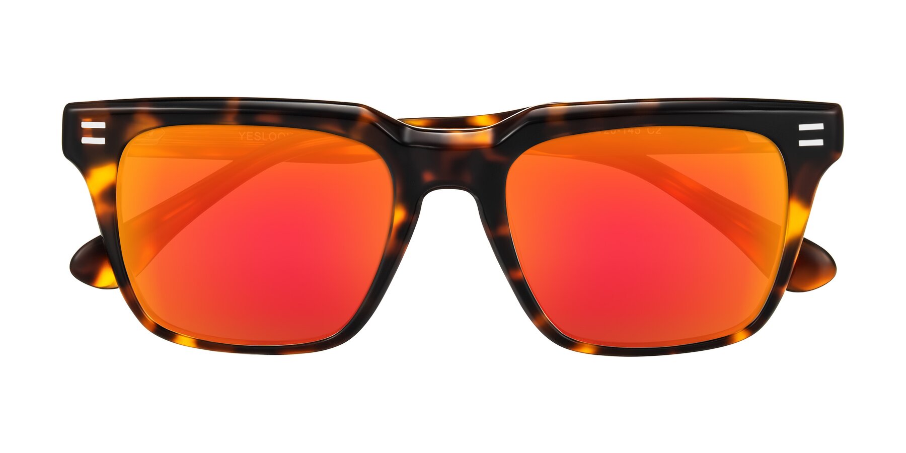 Folded Front of Bliss in Tortoise with Red Gold Mirrored Lenses