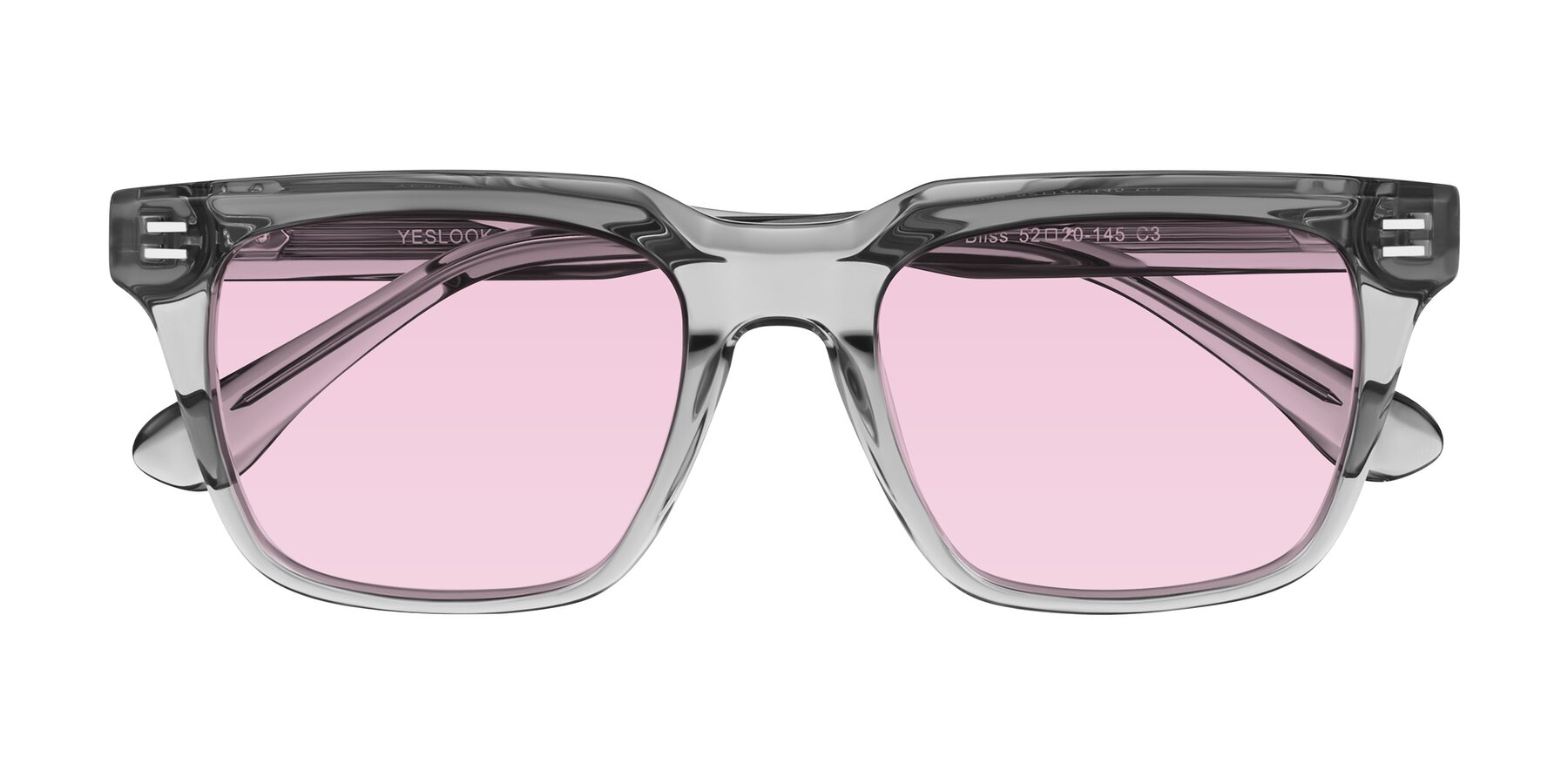 Folded Front of Bliss in Transparent Gray with Light Pink Tinted Lenses