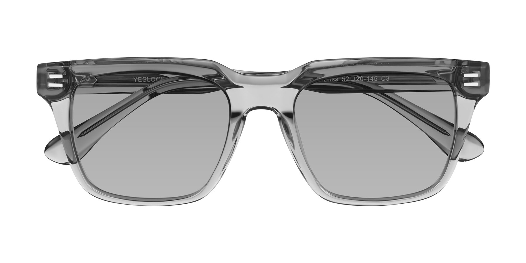 Folded Front of Bliss in Transparent Gray with Light Gray Tinted Lenses