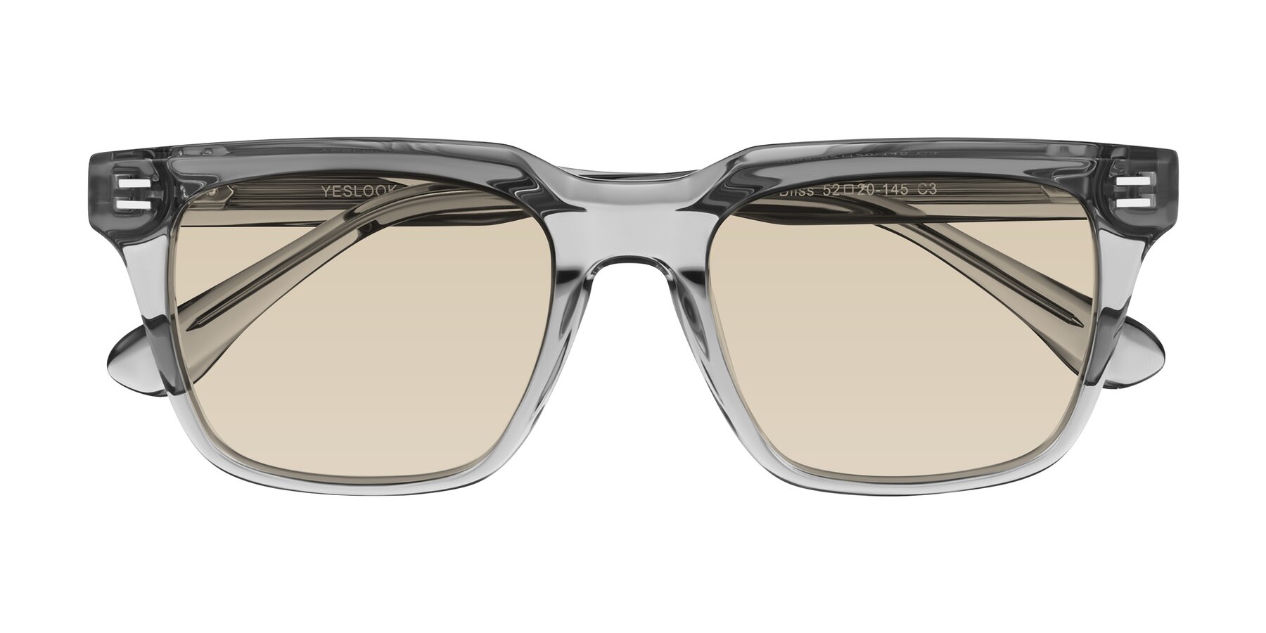 Folded Front of Bliss in Transparent Gray with Light Brown Tinted Lenses