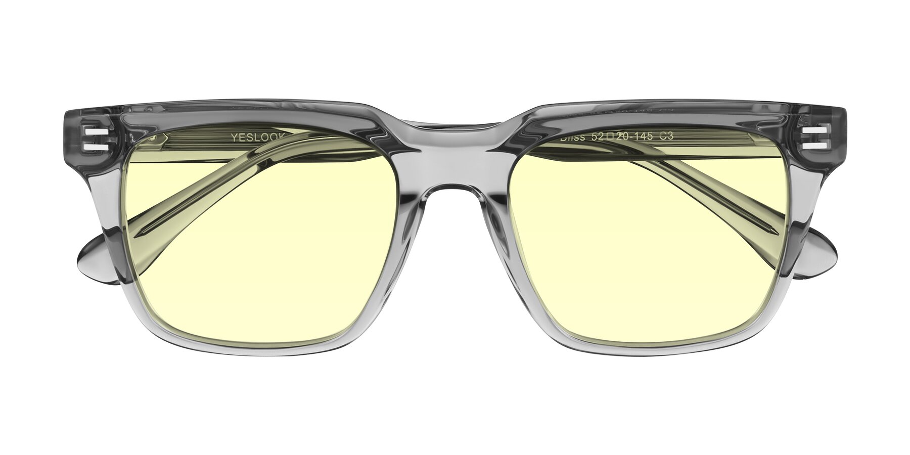 Folded Front of Bliss in Transparent Gray with Light Yellow Tinted Lenses