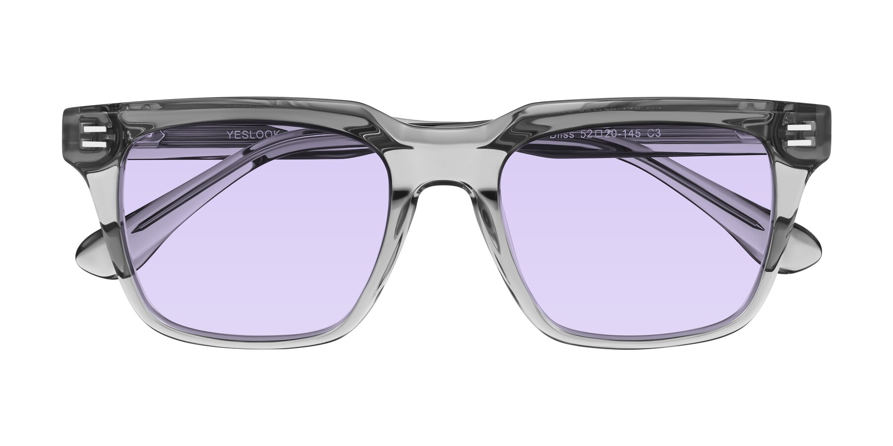 Folded Front of Bliss in Transparent Gray with Light Purple Tinted Lenses