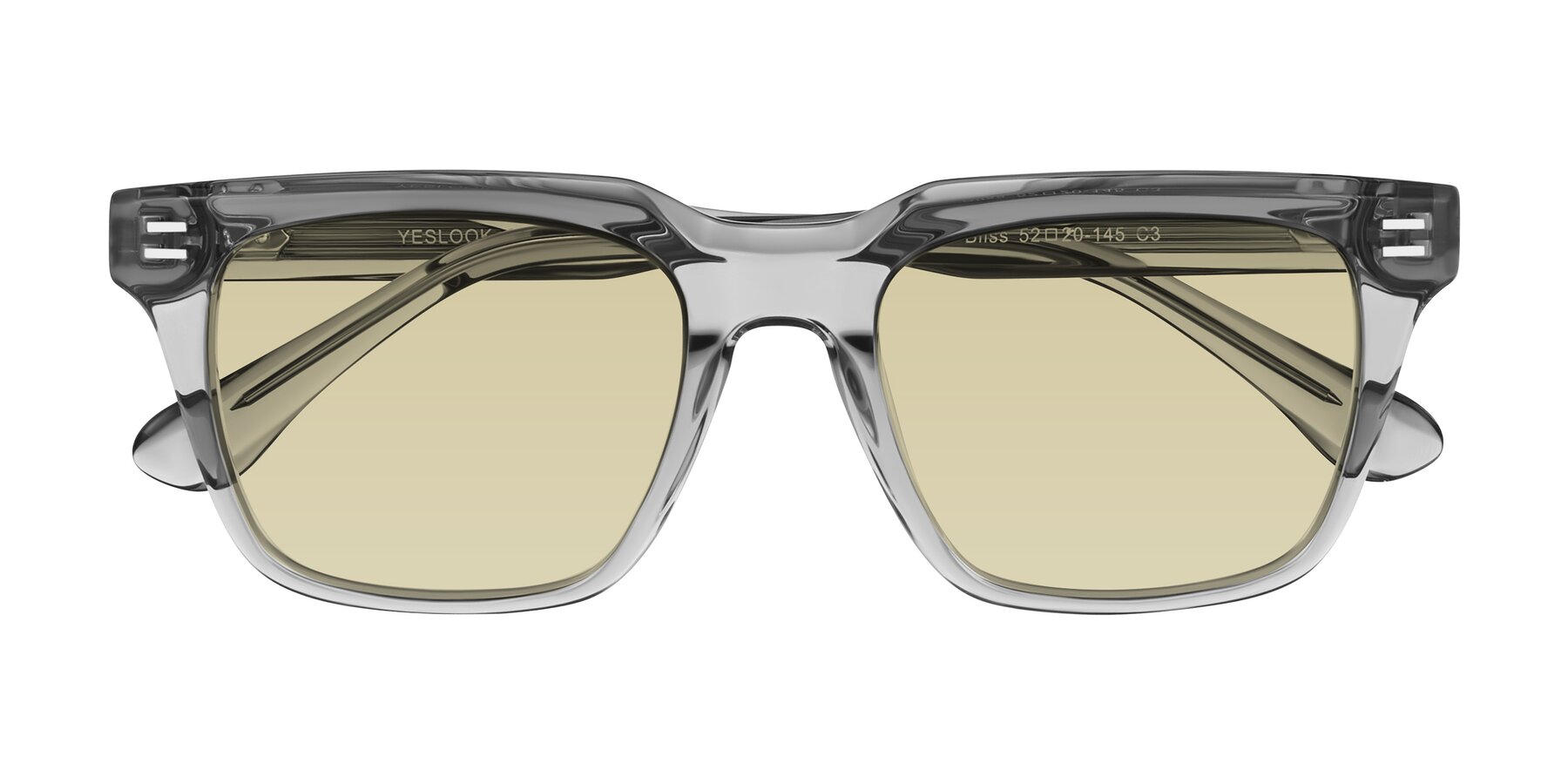 Folded Front of Bliss in Transparent Gray with Light Champagne Tinted Lenses