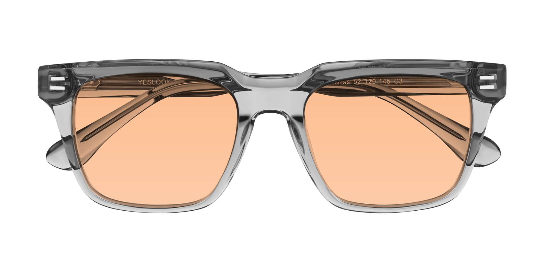 Folded Front of Bliss in Transparent Gray with Light Orange Tinted Lenses