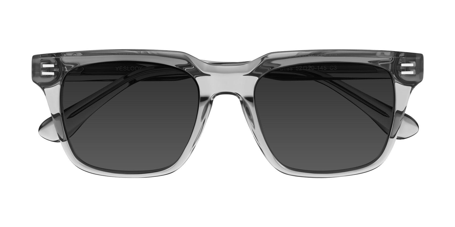 Folded Front of Bliss in Transparent Gray with Gray Tinted Lenses