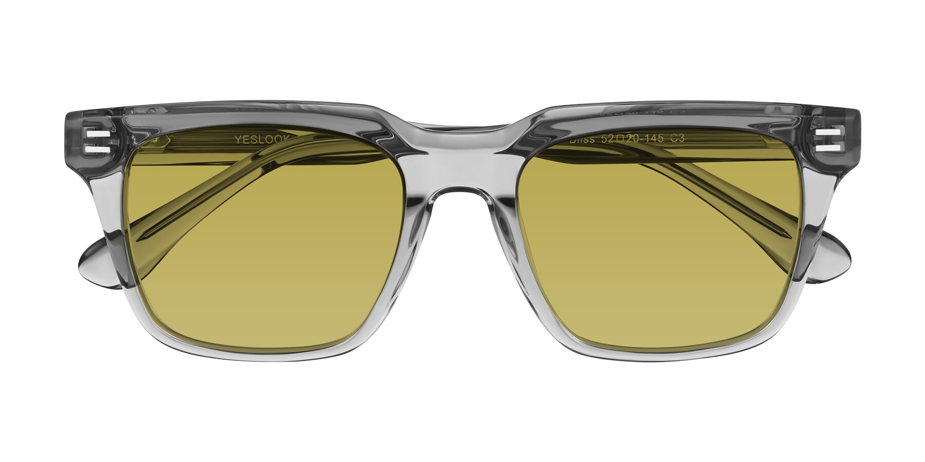 Folded Front of Bliss in Transparent Gray with Champagne Tinted Lenses