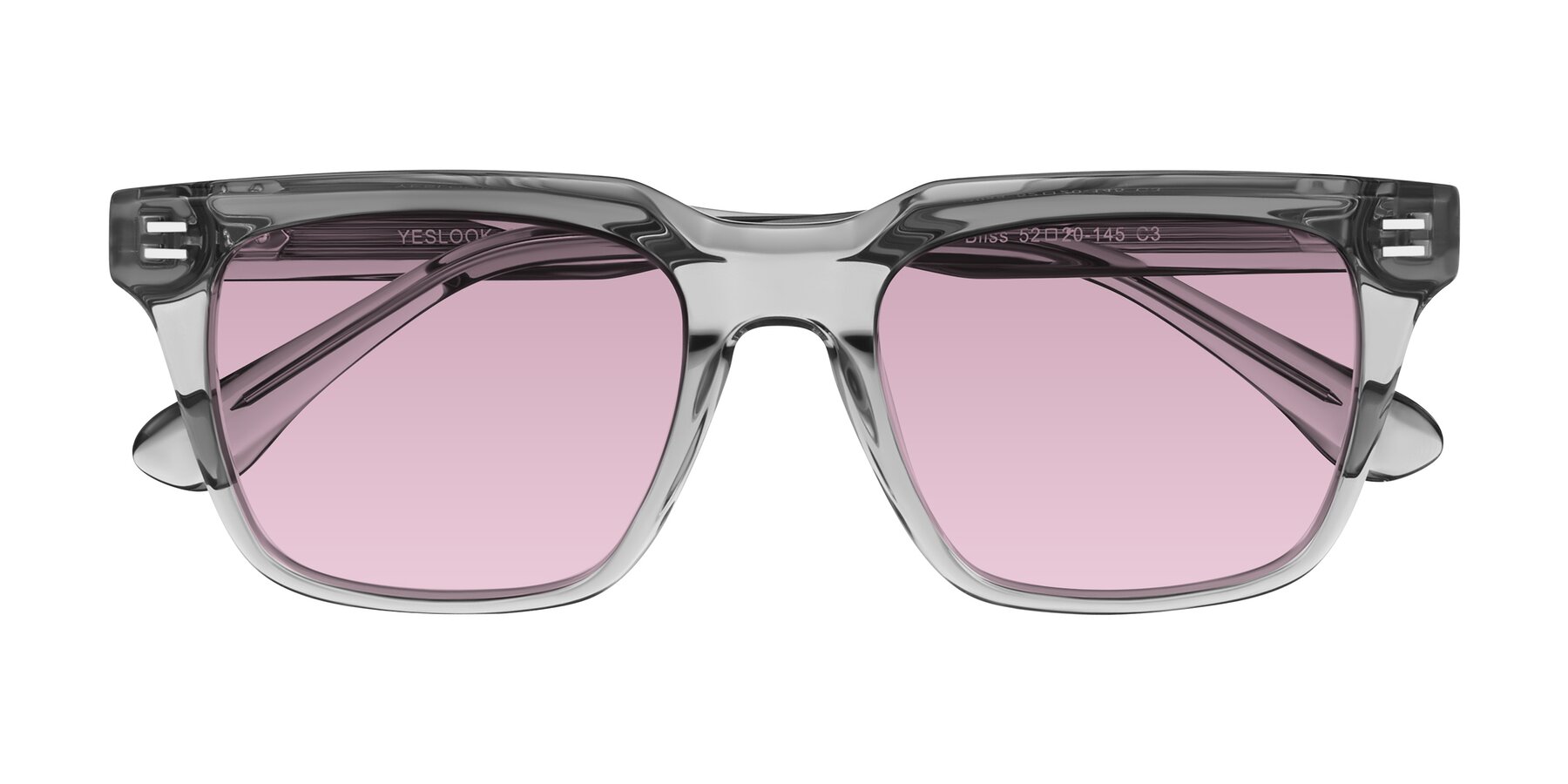 Folded Front of Bliss in Transparent Gray with Light Wine Tinted Lenses