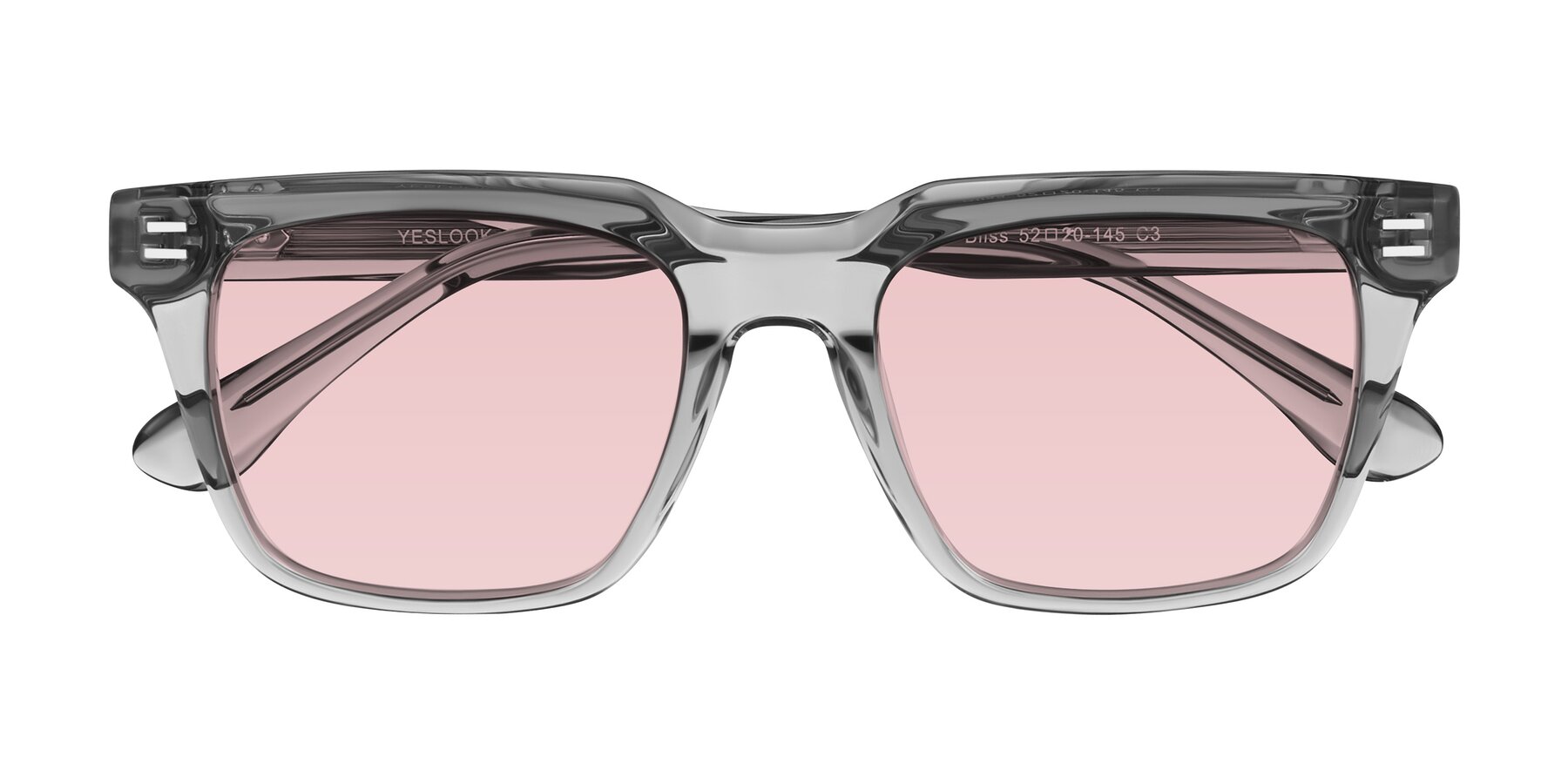 Folded Front of Bliss in Transparent Gray with Light Garnet Tinted Lenses