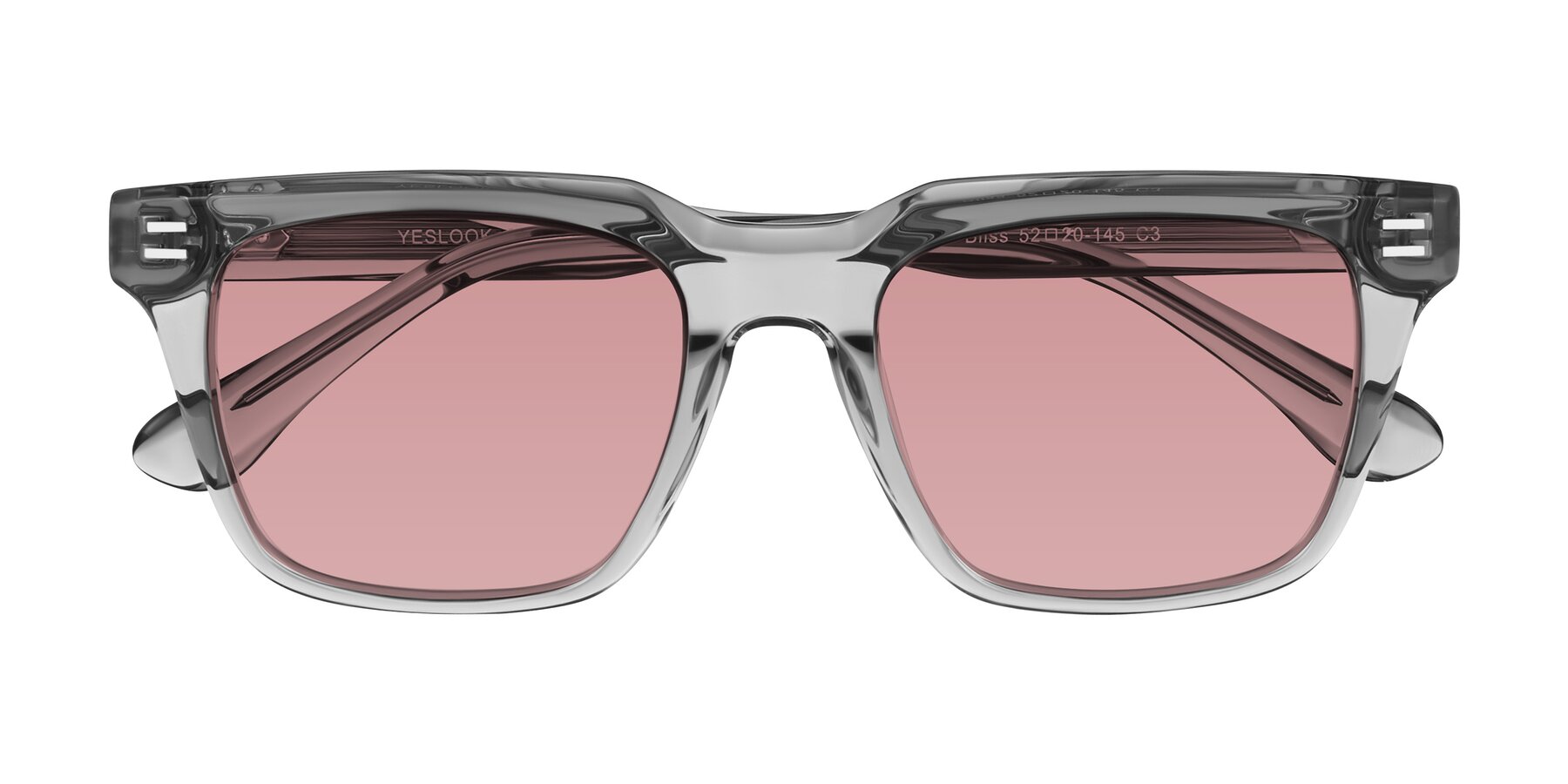 Folded Front of Bliss in Transparent Gray with Medium Garnet Tinted Lenses