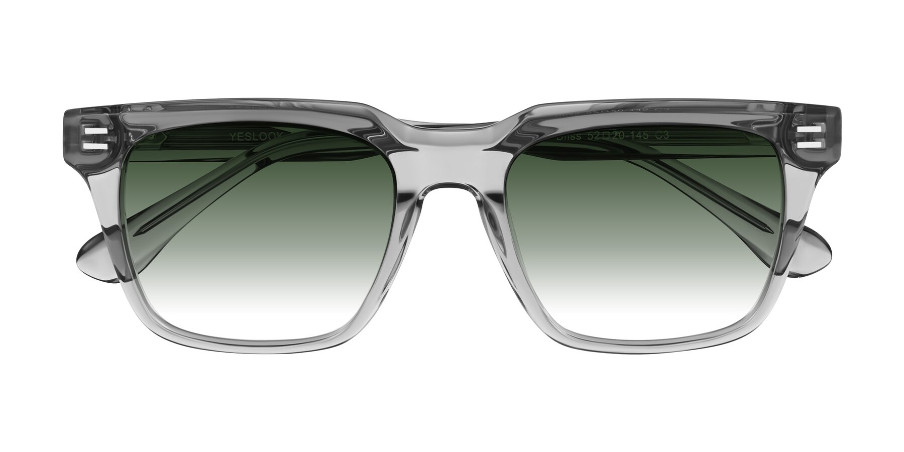Folded Front of Bliss in Transparent Gray with Green Gradient Lenses