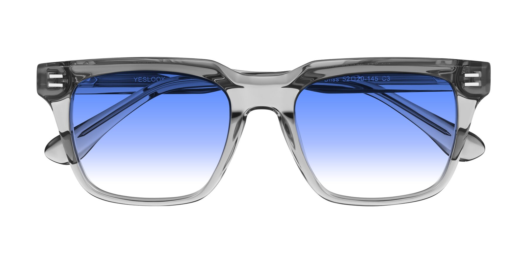 Folded Front of Bliss in Transparent Gray with Blue Gradient Lenses