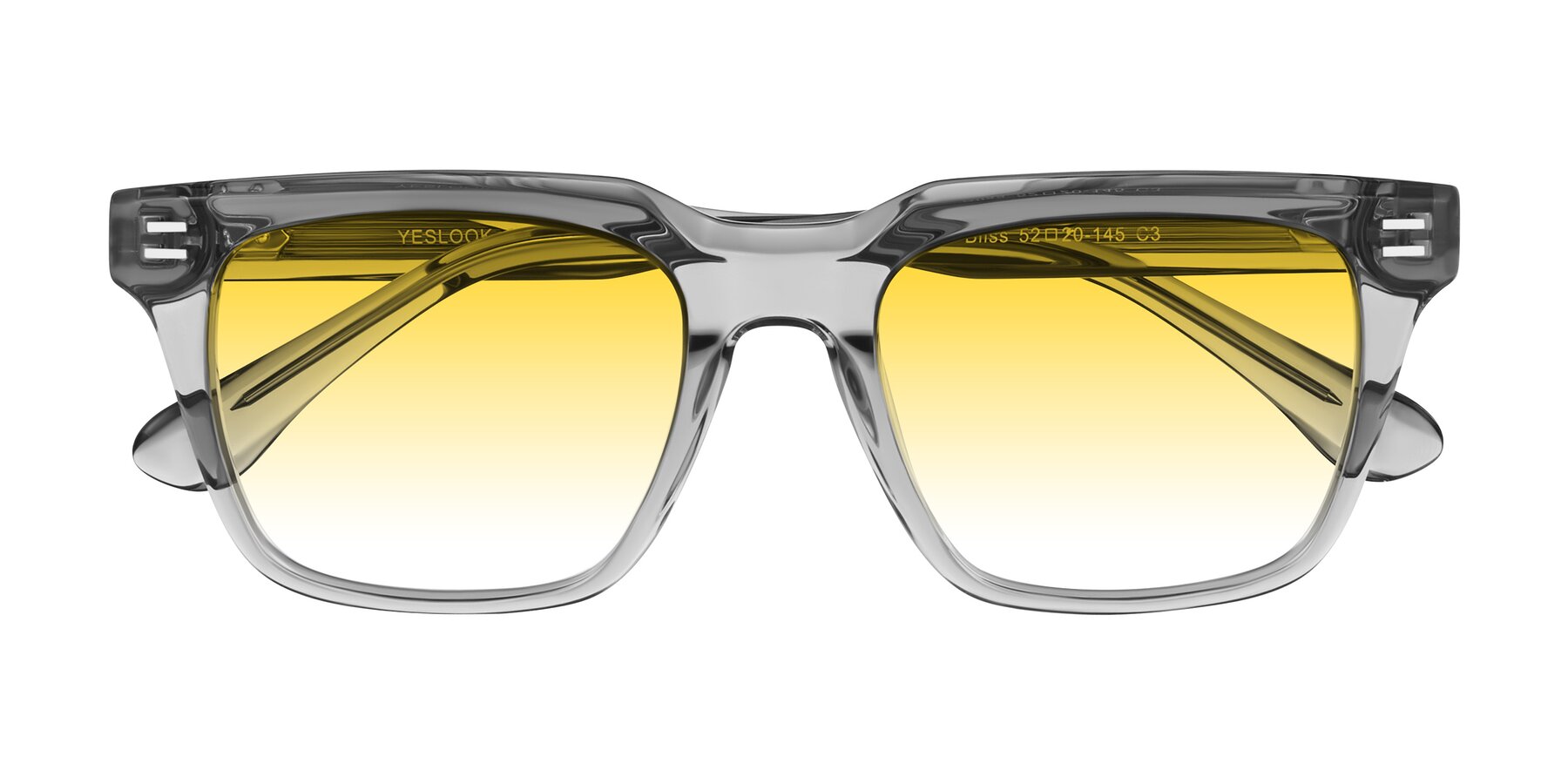 Folded Front of Bliss in Transparent Gray with Yellow Gradient Lenses