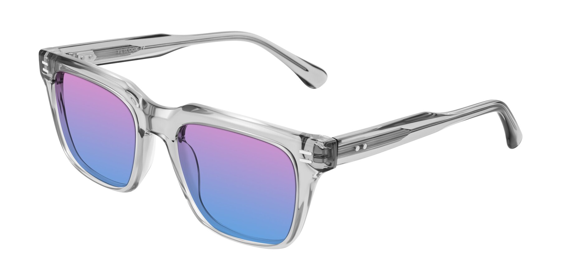 Angle of Bliss in Transparent Gray with Pink / Blue Gradient Lenses