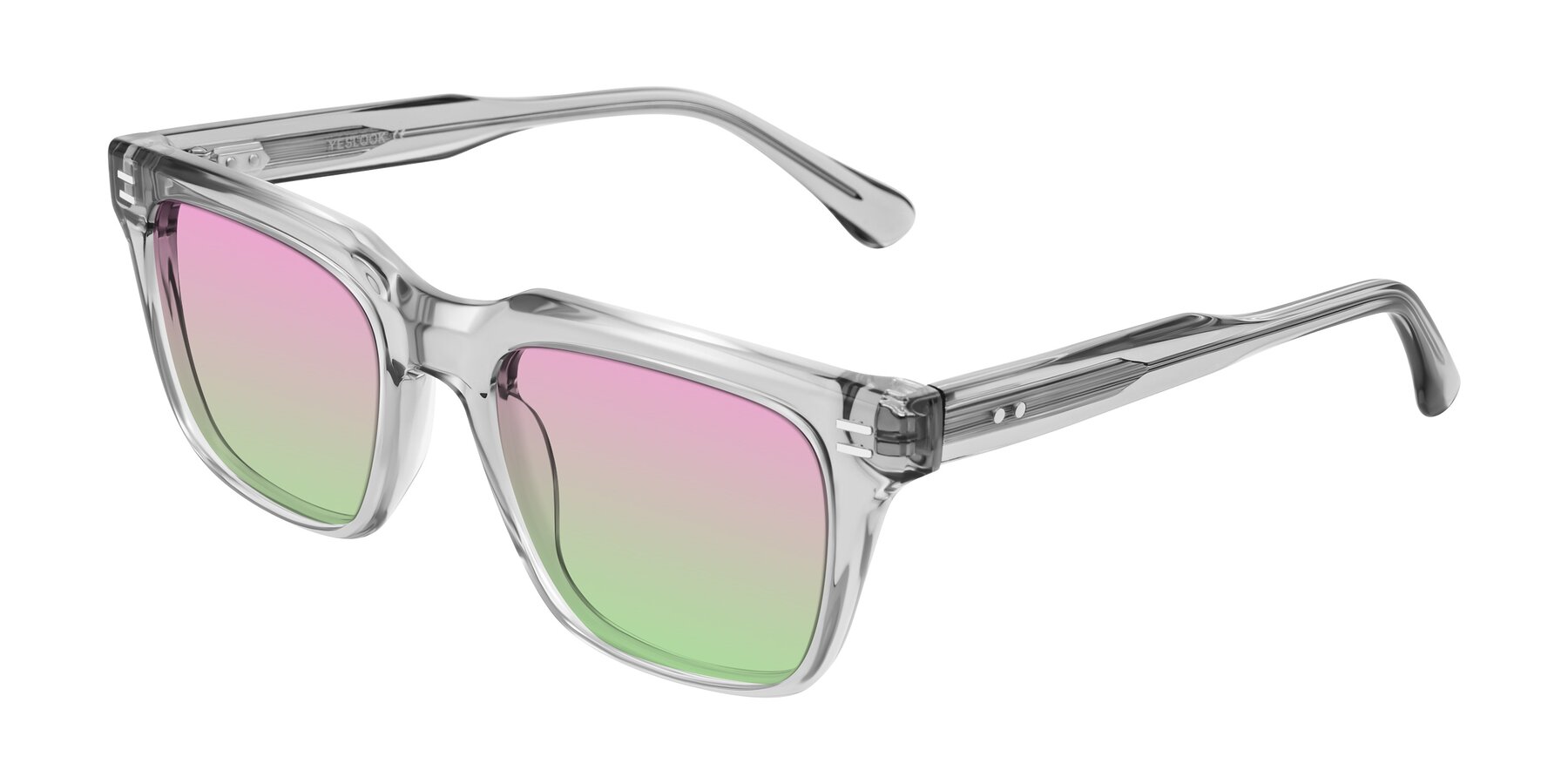 Angle of Bliss in Transparent Gray with Pink / Green Gradient Lenses