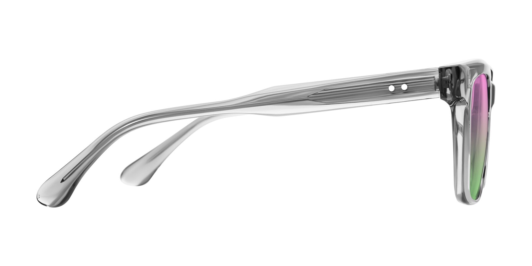 Side of Bliss in Transparent Gray with Pink / Green Gradient Lenses