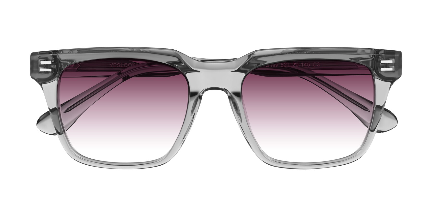 Folded Front of Bliss in Transparent Gray with Wine Gradient Lenses