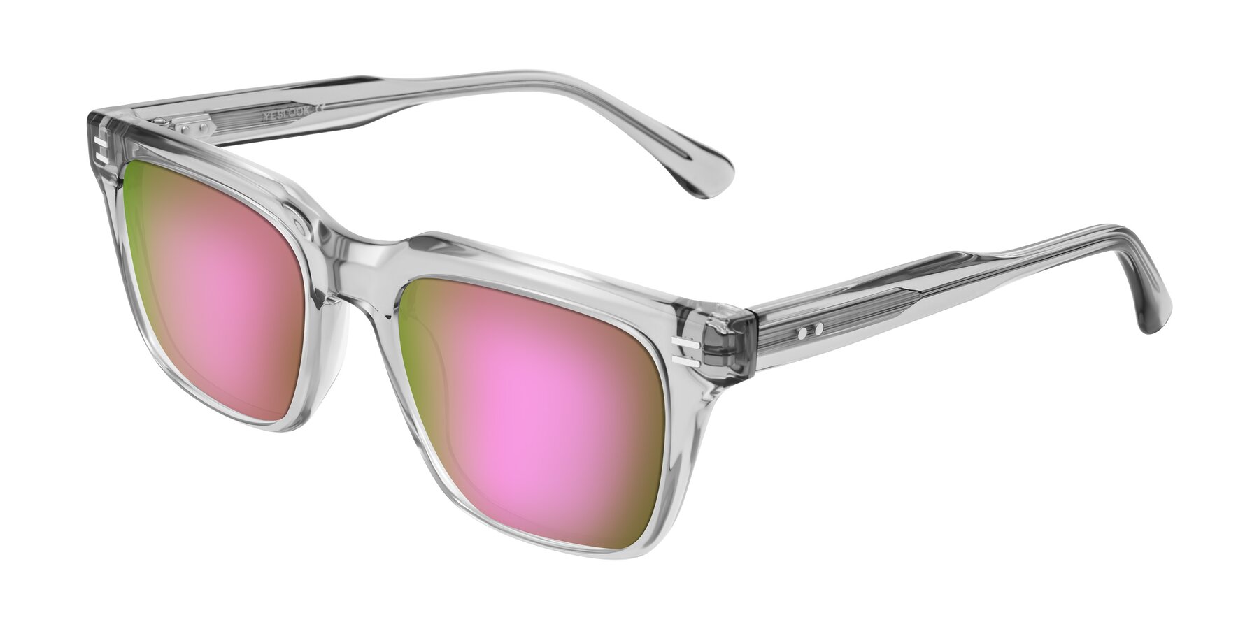 Angle of Bliss in Transparent Gray with Pink Mirrored Lenses